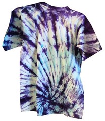 Men’s Purple Blue Tie Dye Cotton T-Shirt Ganesha Print Boho Festival Shirt L-26″