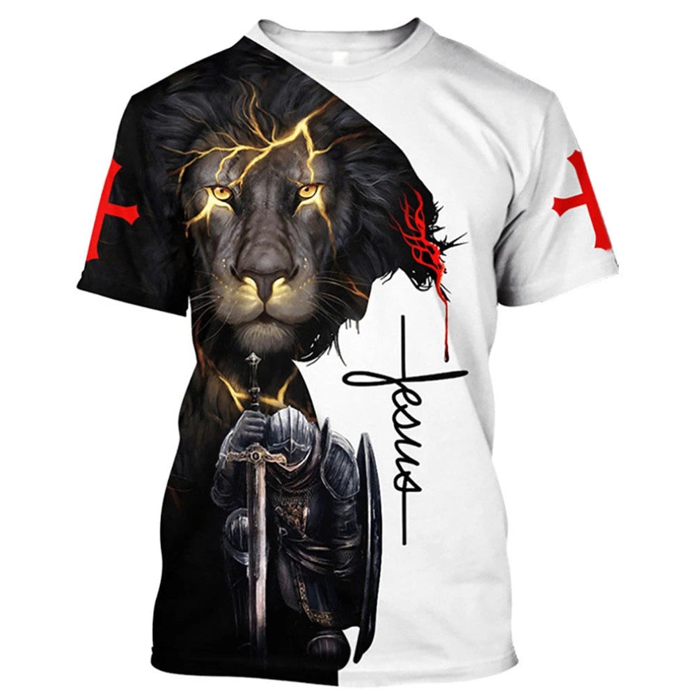 Custom Christ Lion Warrior All Over Print Shirt 3D Shirt Fullsize S-5XL
