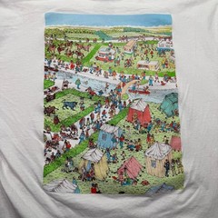 Where’s Waldo? T-Shirt Mens XXL White Long Sleeve Graphic Cartoon Camping Map