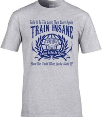 Motivational T-Shirt Gym Exercise Train Insane Keep Fit Work Out Muscle Man
