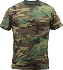 Mens Woodland Camo Tactical T-Shirt Military Army Green Camouflage Short Sleeve