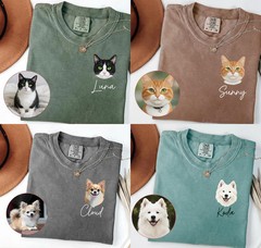 Custom Pet Portrait Comfort Tee Personalized Dog Cat Lover