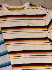 2 – Men’s Hang Ten Striped SS Shirts In Gray W/blue & Cream w/ Brown In Size S