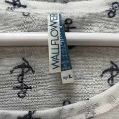 Wallflower Womens L Anchor Print T-Shirt Navy Anchors Nautical Coastal Cruise