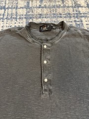 RRL Ralph Lauren Men’s Gray Waffle Knit Henley T Shirt Sz XL Thermal 100% Cotton