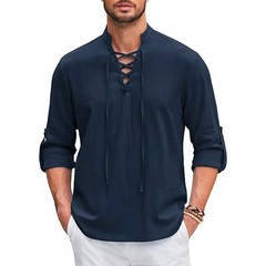 Men’s Renaissance Cotton Linen Shirt Long Sleeve Gothic T-shirt Tee Summer Gift