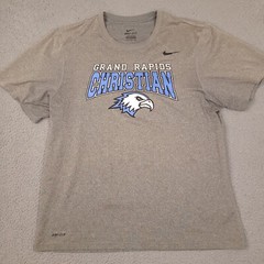Nike Grand Rapids Christian Eagles T-Shirt Mens Teens XL Gray Dri Fit Sports
