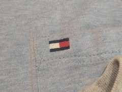 Tommy Hilfiger Men’s Short Sleeve Shirt Pocket Logo Light Blue & Gray XL