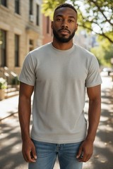 Claiborne Men’s Ribbed Moss Gray T-Shirt Medium