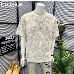 Men’s Houndstooth Camouflage Print T-Shirt Summer Short Sleeve Casual Tee Top