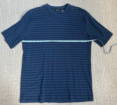 Vintage Claiborne V-Neck T Shirt Men’s Ribbed Blue Black Minimal 90s Y2K Large