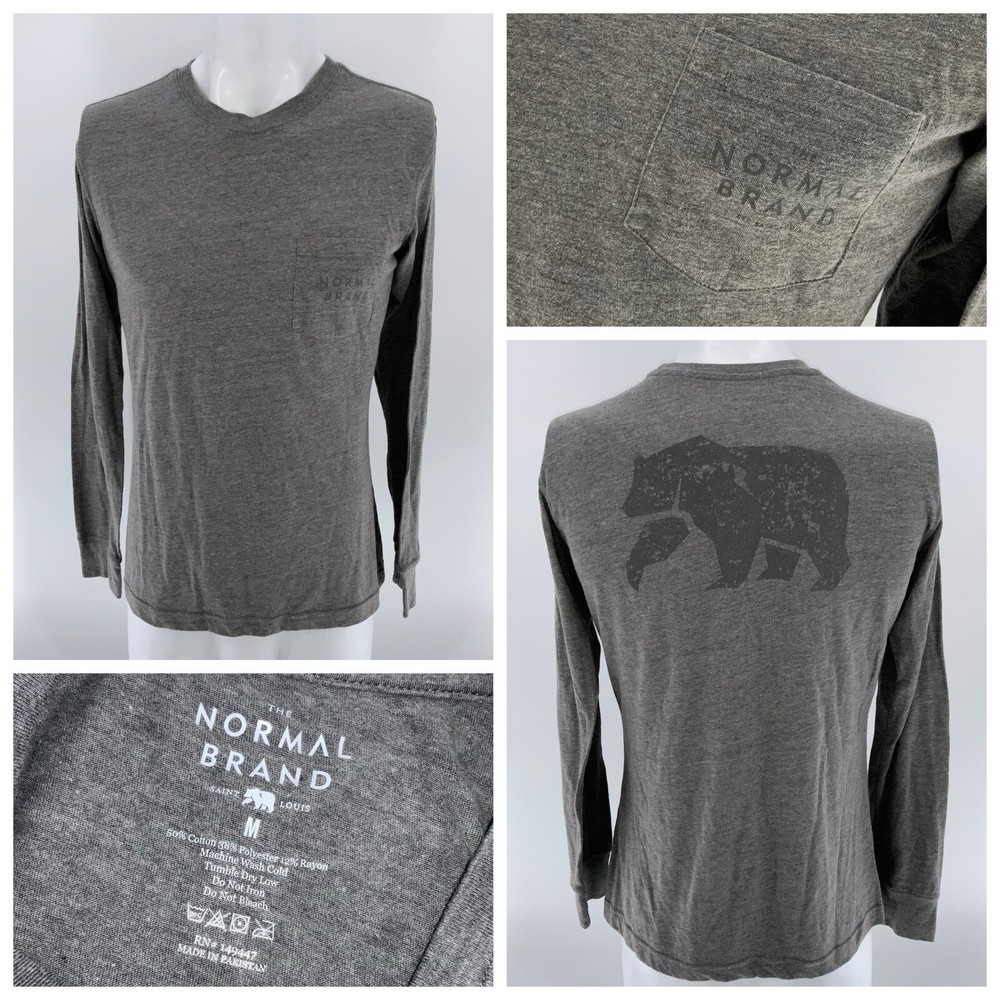 The Normal Brand Pocket T-Shirt Long Sleeve M Gray Cotton Poly Rayon YGU U4-103