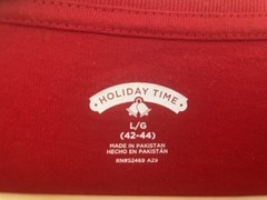 Holiday Time Men’s Cat Wreath Graphic Cotton Blend Christmas T-Shirt Red L 42-44