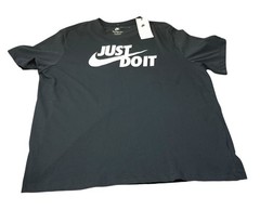 NIKE BLACK ATHLETIC T-SHIRT “JUST DO IT” SWOOSH WHITE AR5006-011 Men’s XXL NEW