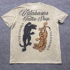 Valabasas Vintage T Shirt Mens XL Beige Hip Hop Tattoo Shop Bling Y2K Crew Neck