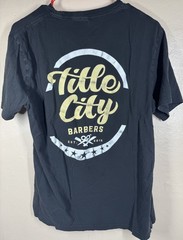 🍀 FLAW District Title City Barbershop Men’s Black Graphic T-Shirt Size S 🍀