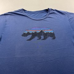 Patagonia T-Shirt Mens XL Blue Fitz Roy Bear Hiking Cotton Short Sleeve 39143