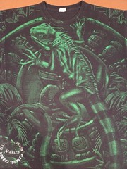 Y2K VTG AOP LIZARD Iguana Mexico Playa Del Carmen Yazbek Reptile Size XL