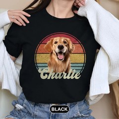 Custom Pet Photo Comfort Tee Retro Style Dog Personalized Pet Lover Gift