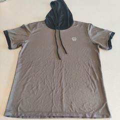 Neleus Hooded Shirt Mens Large Gray Short Sleeve Gym Workout Training Running