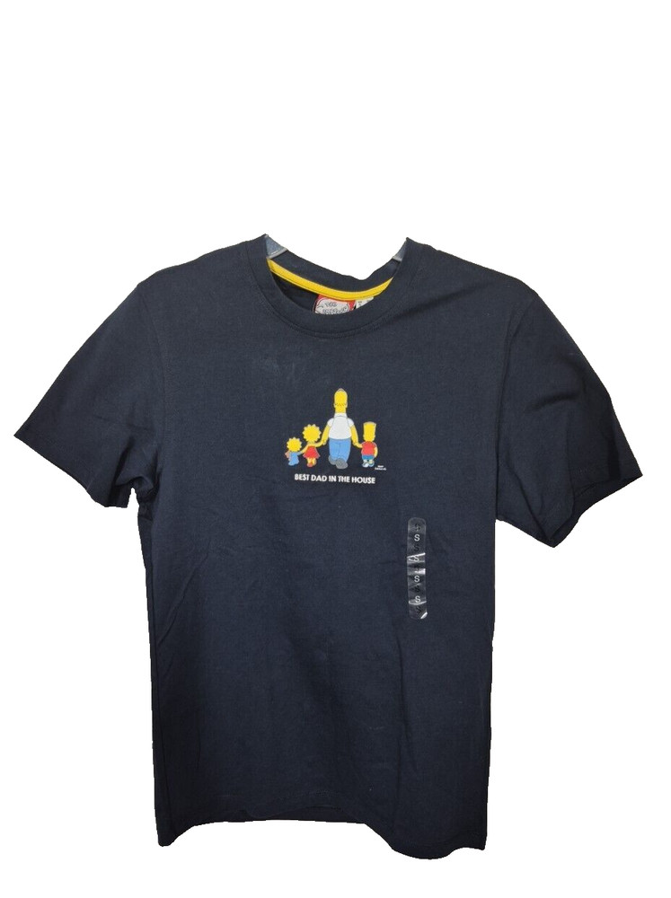 The Simpsons T Shirt Mens S Navy Blue Best Dad in the Family Short Sleeve New