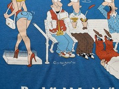 Vintage Backfield In Moon Cartoon Sex Dirty Humor Men’s XL T-shirt Turquoise 90s