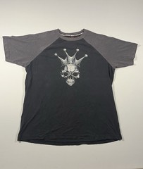 Vintage JNCO Jeans Crown Skull Graphic T Shirt Black Gray Raglan Mens XL