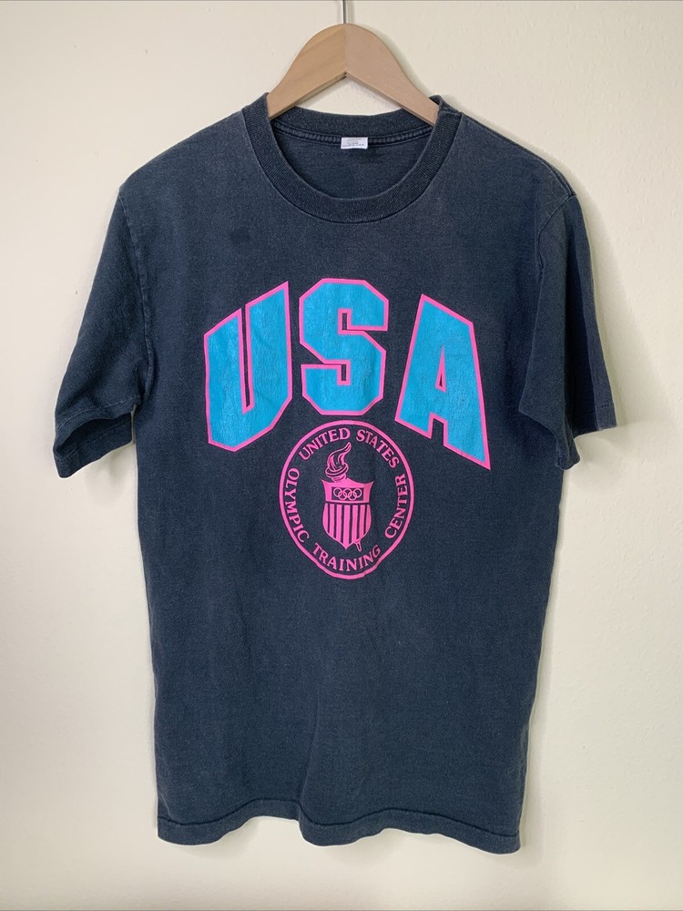 Vintage Olympics Training Center Shirt Mens Sz L Single Stitch Sports USA 80s