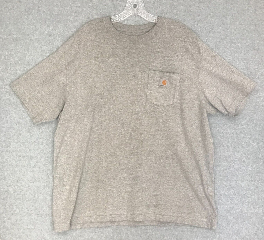 Carhartt Work Wear Shirt Mens XL Heather Gray Pocket Short Sleeve Outdoors