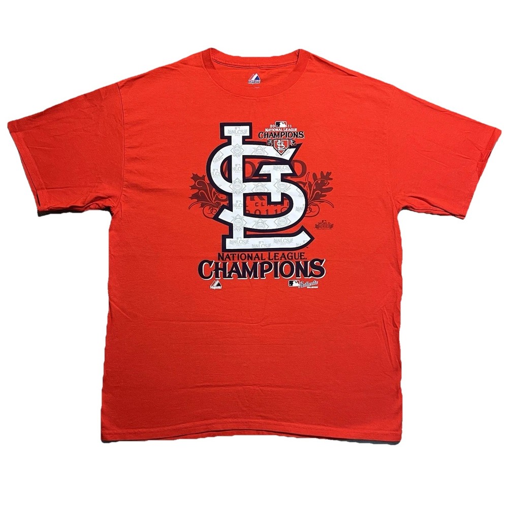 St Louis Cardinals 2011 NL Champions T Shirt XL Majestic Red