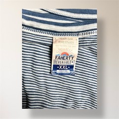Faherty XXL Reversible Cloud LS Tee Stone Peak Stripe Pima Cotton Soft Coastal