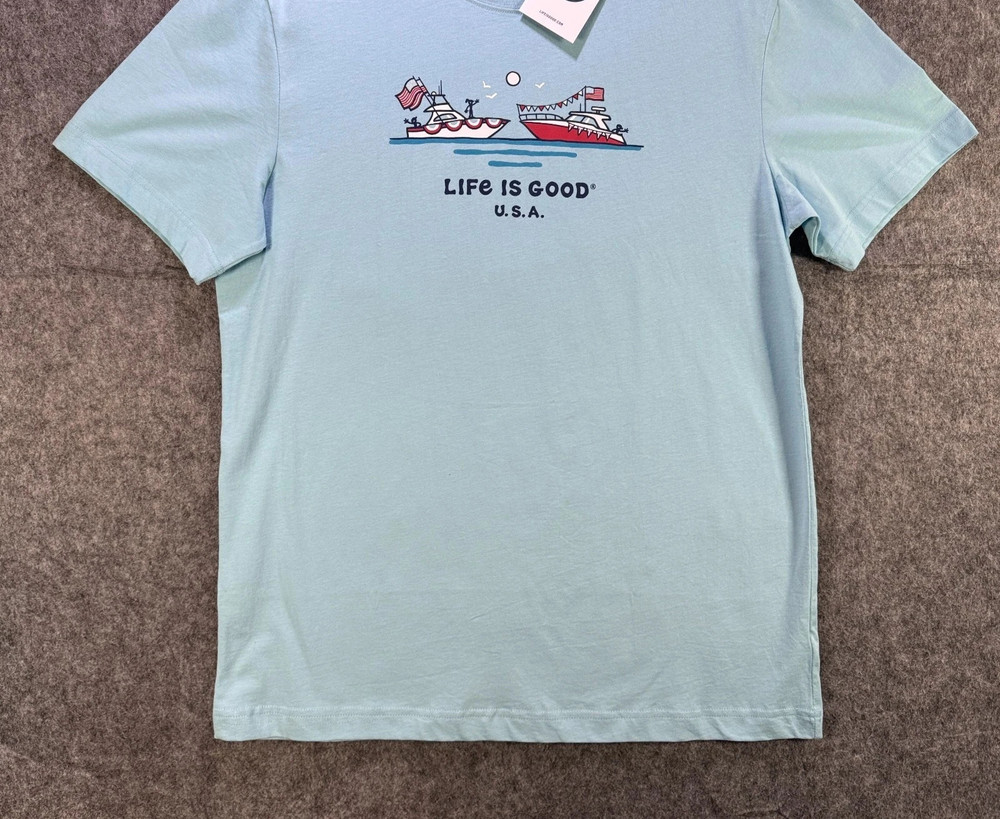 Life Is Good Boats Fishing T Shirt Reprint