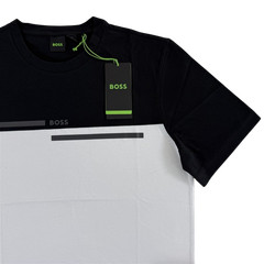 $98 Boss by Hugo Boss NEW Colorblock Black & White Cotton Mens Med T-Shirt Tee