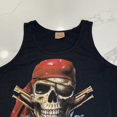 Vintage The Mountain Tank Top Mens 2XL Black Pirate Skull Sleeveless Cotton New