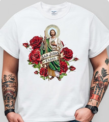 Summer t Shirts Men’S San Judas Tadeo Graphic T-Shirt, 100% Cotton Fabric