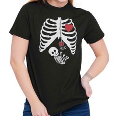 Spooky Halloween Maternity Skeleton Xray Womens Graphic Crewneck T Shirt Tee