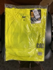 XL Yellow Cat Trademark T-Shirt: Anti Odor, Moisture Control, & Reflective