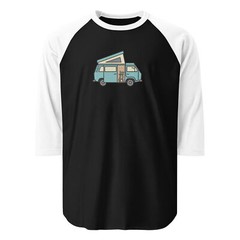 Dog in Van T3 Vanagon Camper Westy Unisex Raglan Baseball Shirt Fun Gift Cute