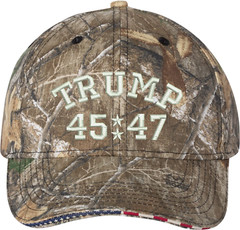 Trump 45/47 Embroidered Camo Structured Adjustable One Size Fits Most Hat
