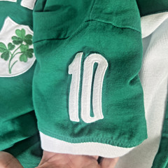 EIRE Ireland Mens Sz M Soccer Football Rugby Shirt Green White Shamrock #10 Logo