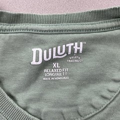 Duluth Trading Co T-Shirt Mens XL Green Relaxed Fit Longtail Blank Distressed