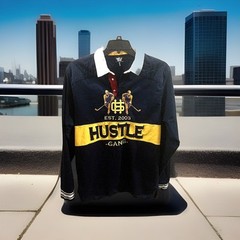 Hustle Gang 2003 Sleeves Rugby Shirt Hockey Player lor Block Spell Out Size 2XL