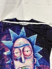 Rick and Morty Galaxy Graphic T-Shirt Unisex Medium Black All Over Print Tee