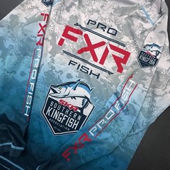 FXR Fishing T Shirt Mens Medium Blue Camo UPF Breathable Featherweight Kingfish