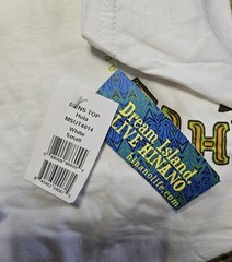 Hinano Tahiti Men’s White Double-Sided Hula Girl Graphic Logo Crew T-Shirt S