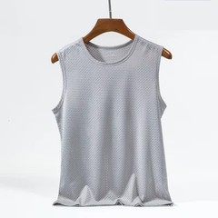Men’s Ice Silk Mesh Tank Top – Breathable Gym Stringer Vest