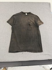 Vintage 80s Black Blank Pocket T-Shirt Sun Faded Mens XL Cotton Basic Distresed
