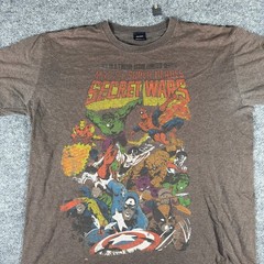 Mad Engine T-Shirt Mens Size XL Brown Marvel Secret Wars Graphic Comic Book Tee