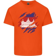 Torn Cambodia Flag Cambodian Day Football Mens Light Cotton T-Shirt
