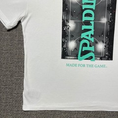 Spalding Basketball T Shirt White Teal Double Sided Relaxed Fit Mens XL Sports